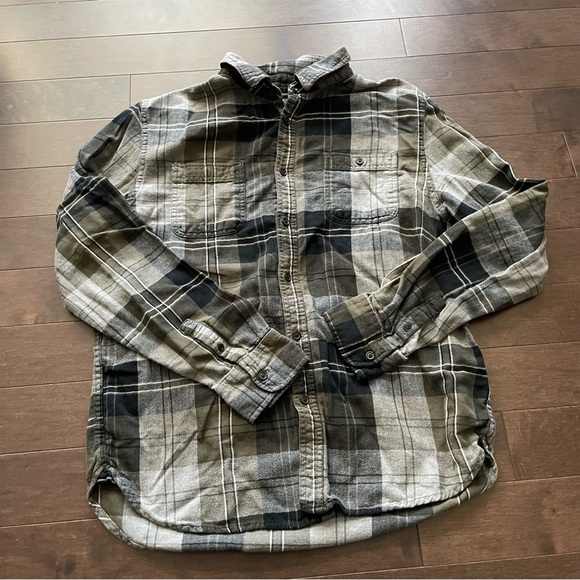 Distillery Apparel Men’s Large Grey and Green Plaid Shirt - Picture 1 of 4